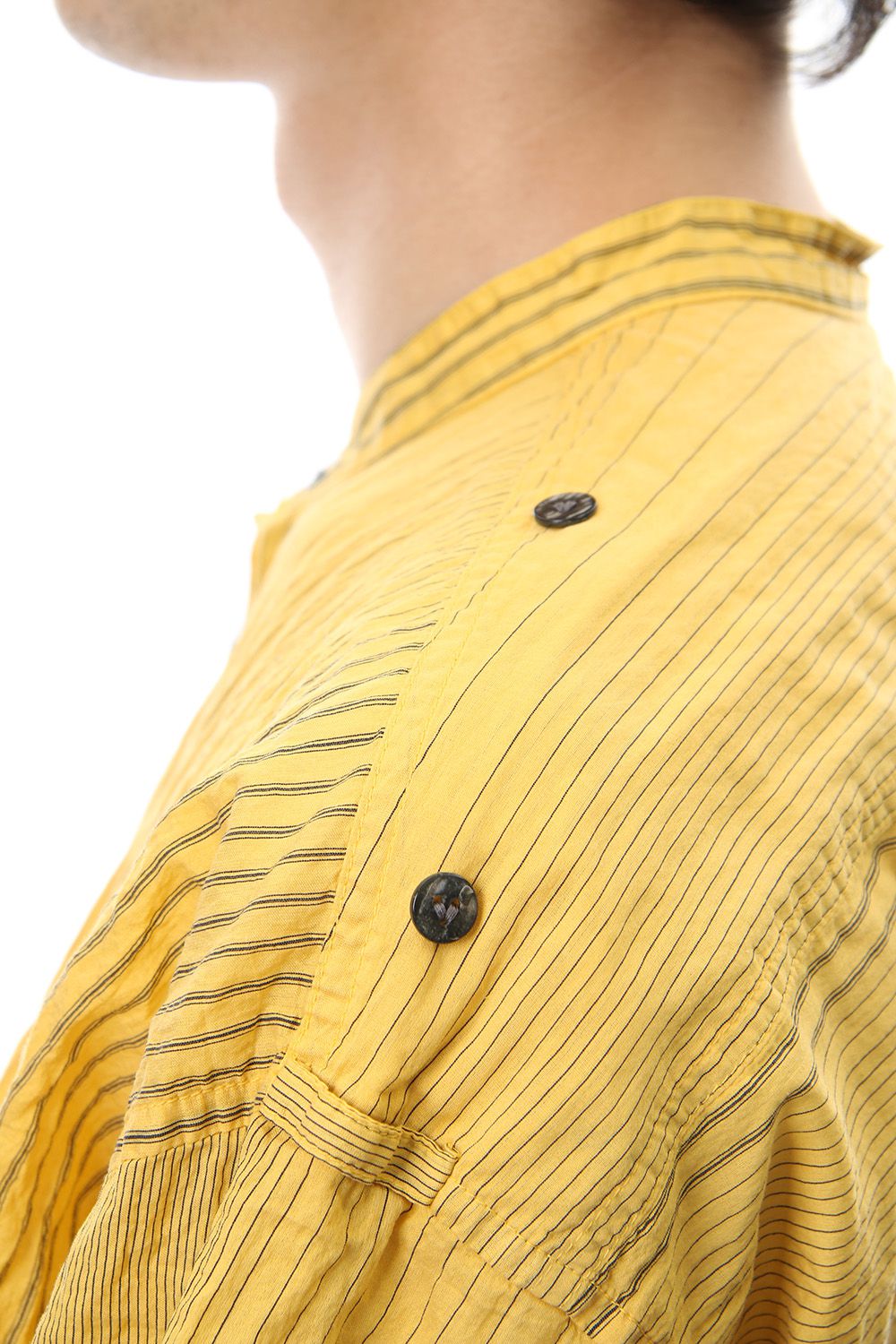 Striped product dyeing short-sleeved shirt Yellow