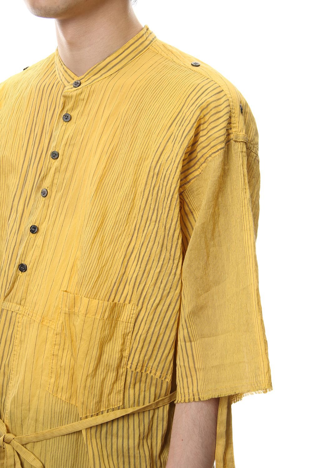 Striped product dyeing short-sleeved shirt Yellow