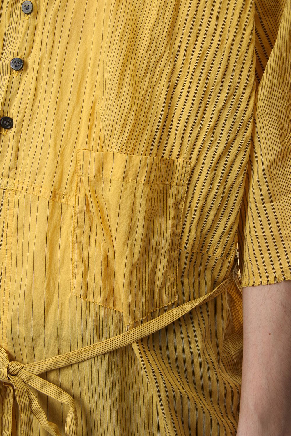 Striped product dyeing short-sleeved shirt Yellow