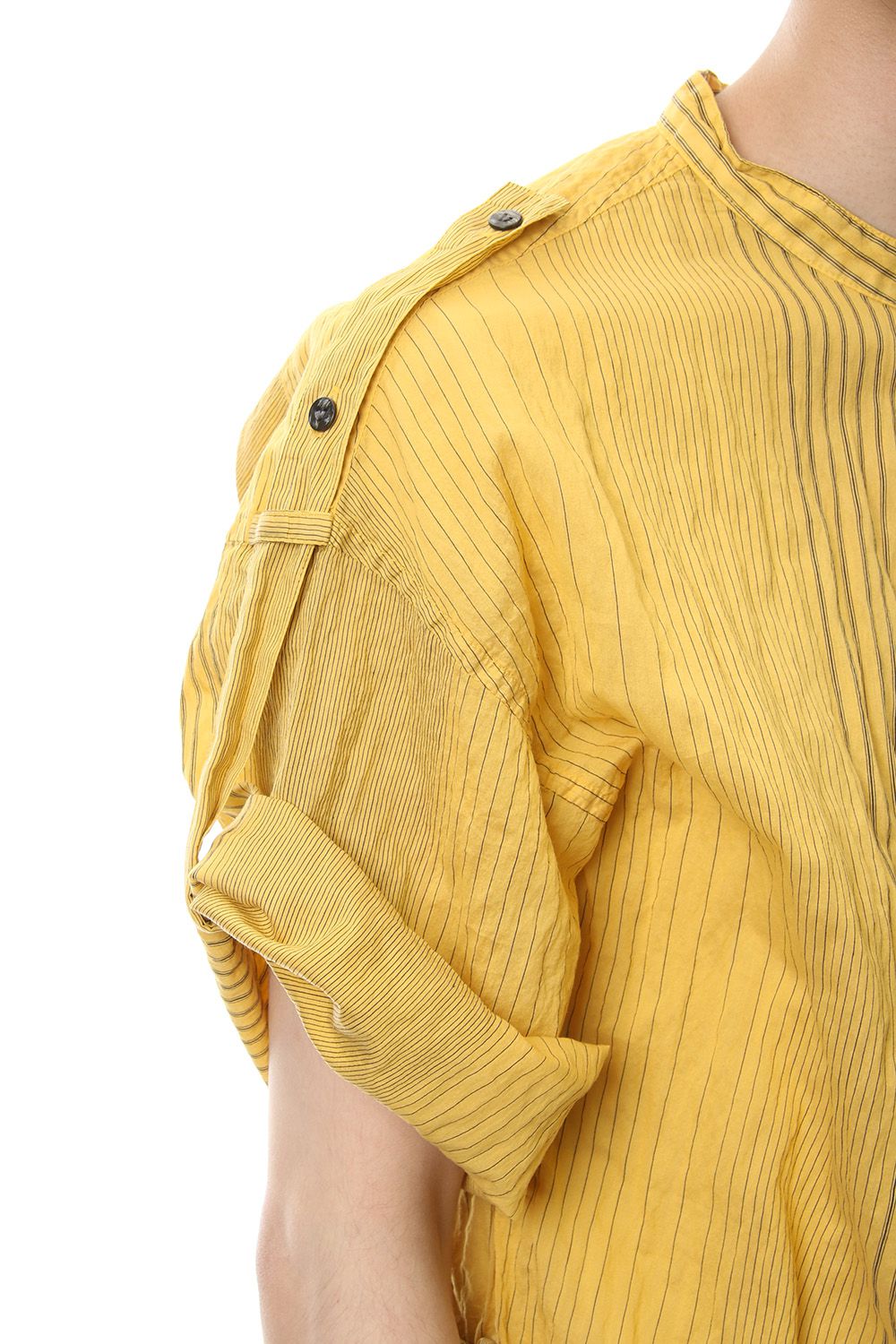 Striped product dyeing short-sleeved shirt Yellow