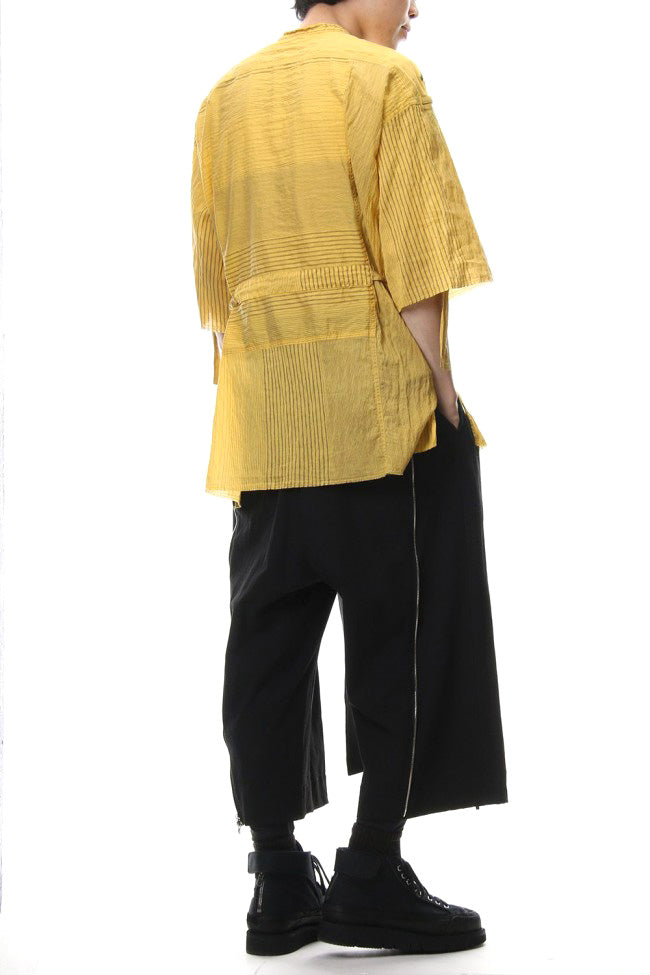 Striped product dyeing short-sleeved shirt Yellow