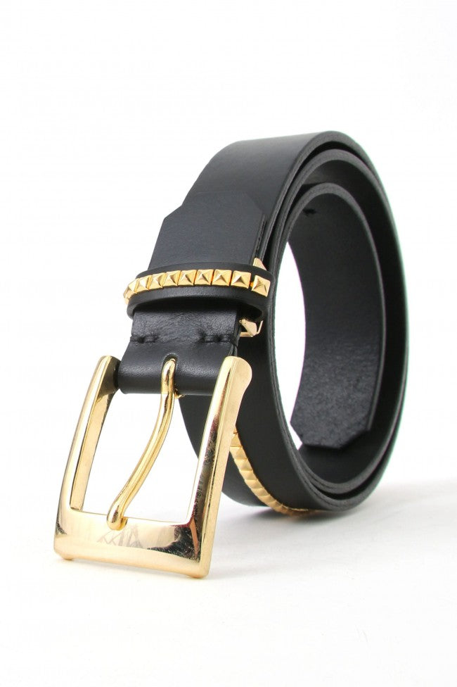 17PS OIled Cow Studs Belt BLK×GOLD