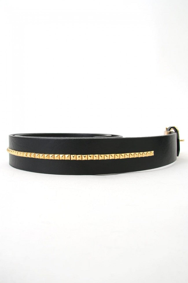 17PS OIled Cow Studs Belt BLK×GOLD