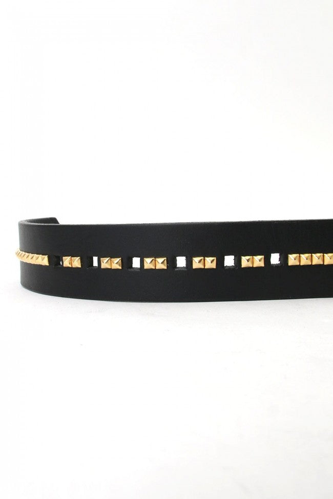 17PS OIled Cow Studs Belt BLK×GOLD