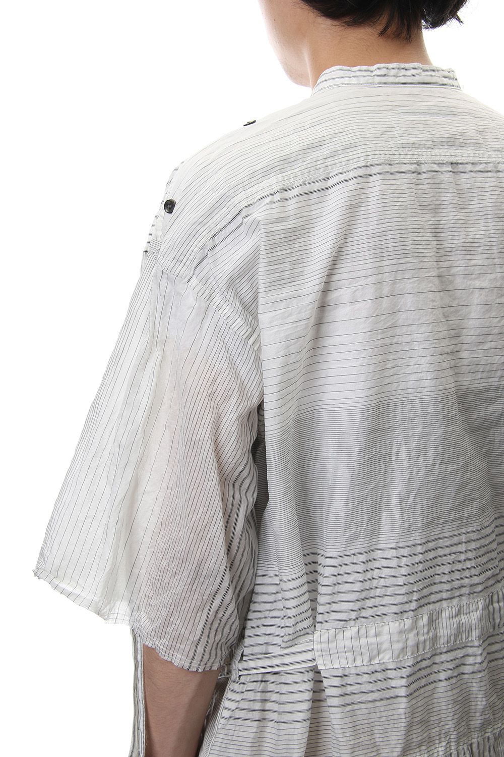 Striped product dyeing short-sleeved shirt White