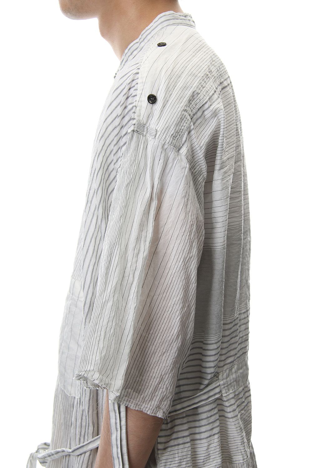 Striped product dyeing short-sleeved shirt White