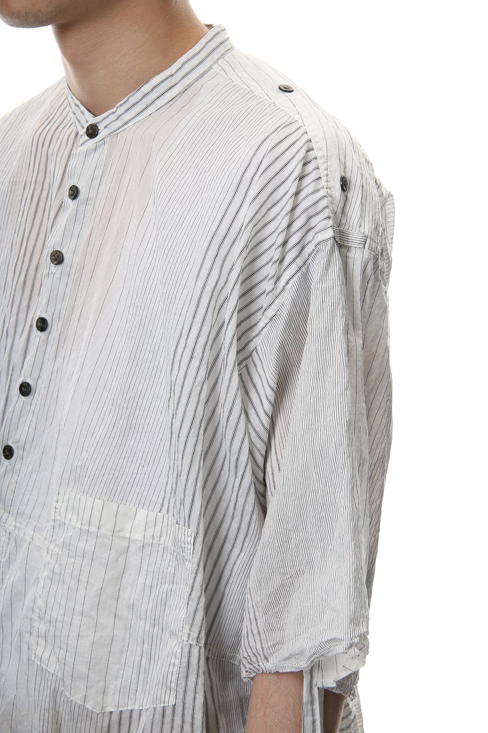 Striped product dyeing short-sleeved shirt White