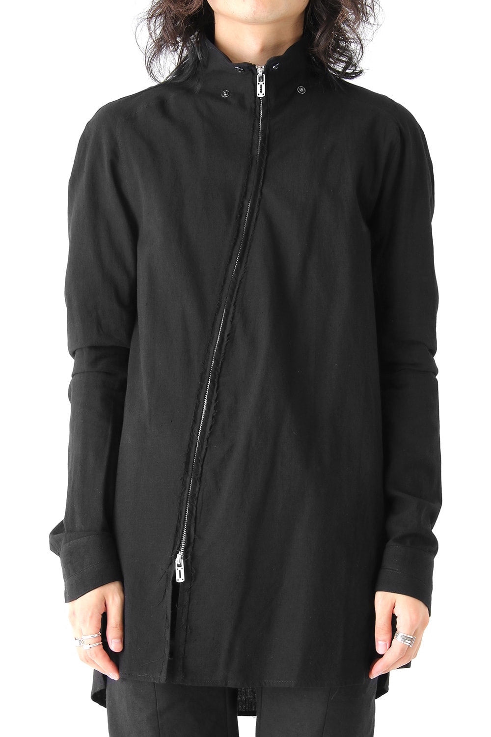 High-Neck Zip Long Shirt