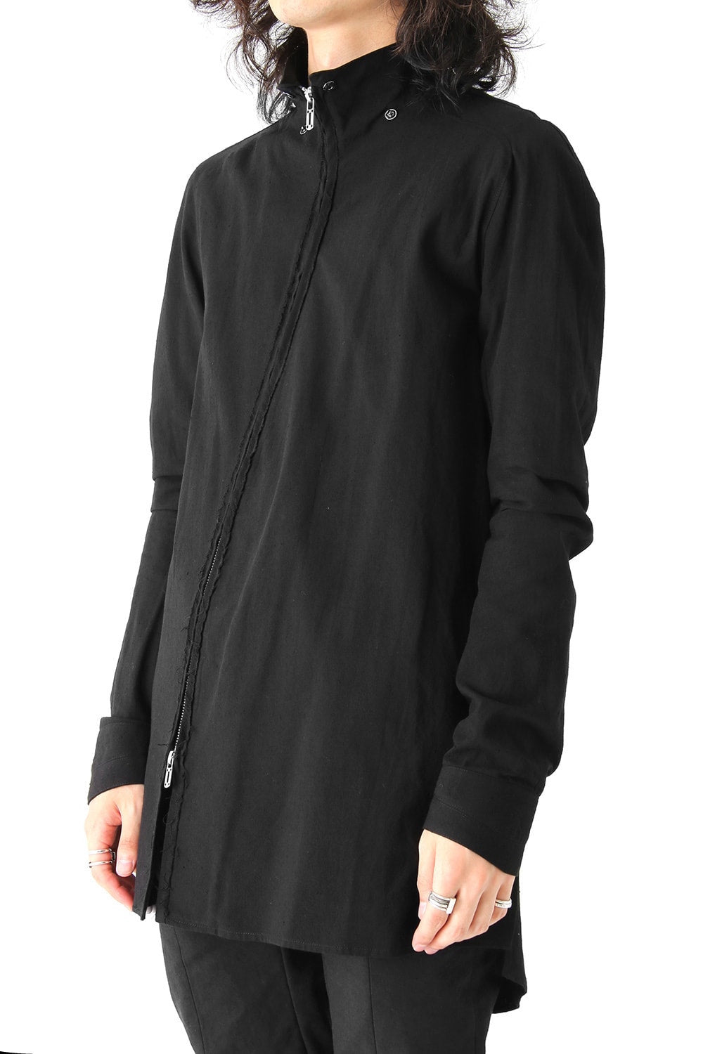 High-Neck Zip Long Shirt
