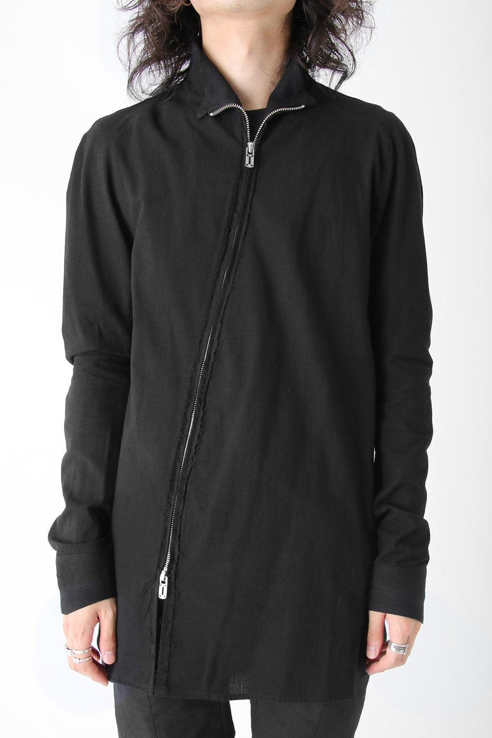 High-Neck Zip Long Shirt