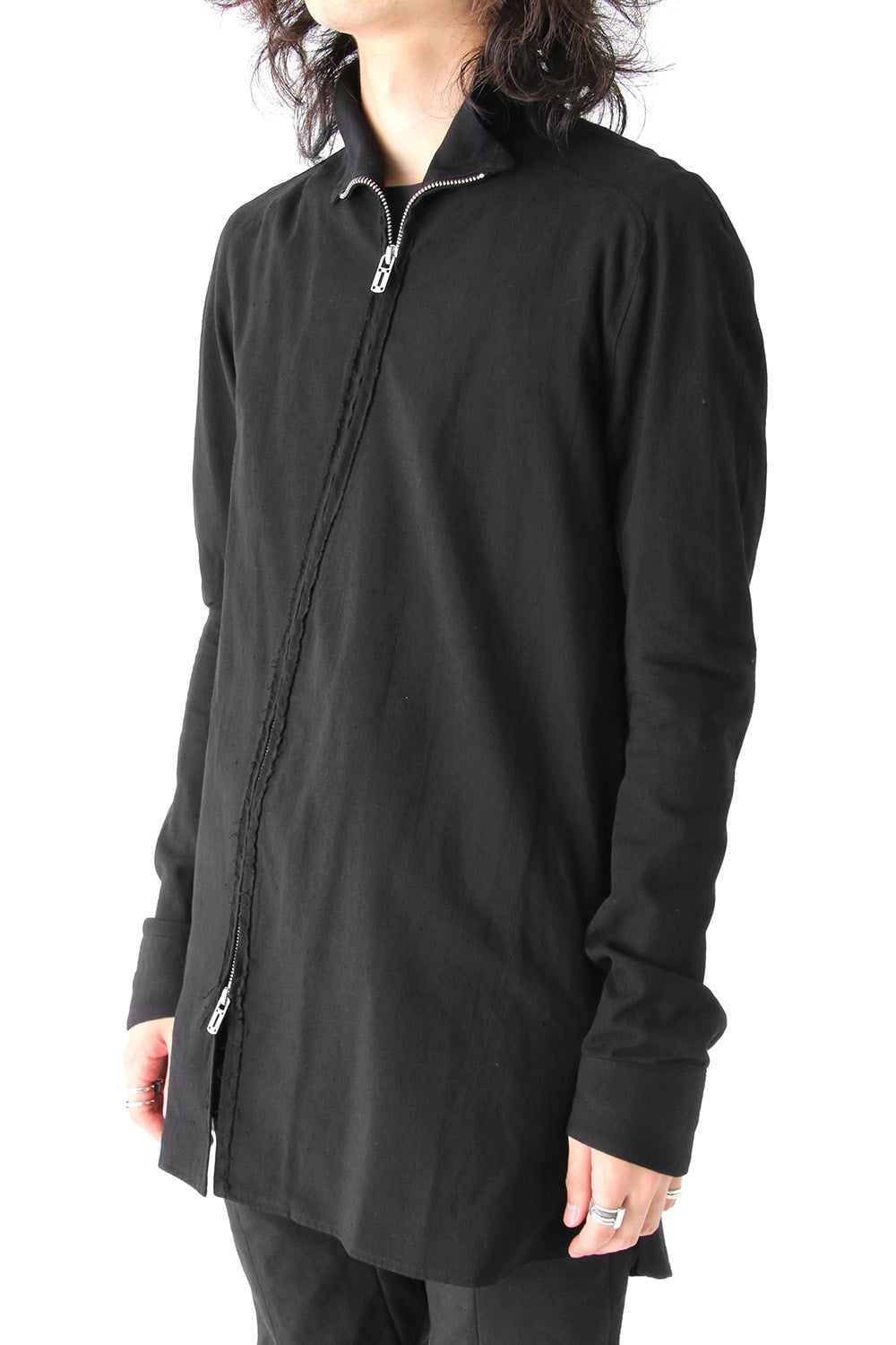 High-Neck Zip Long Shirt