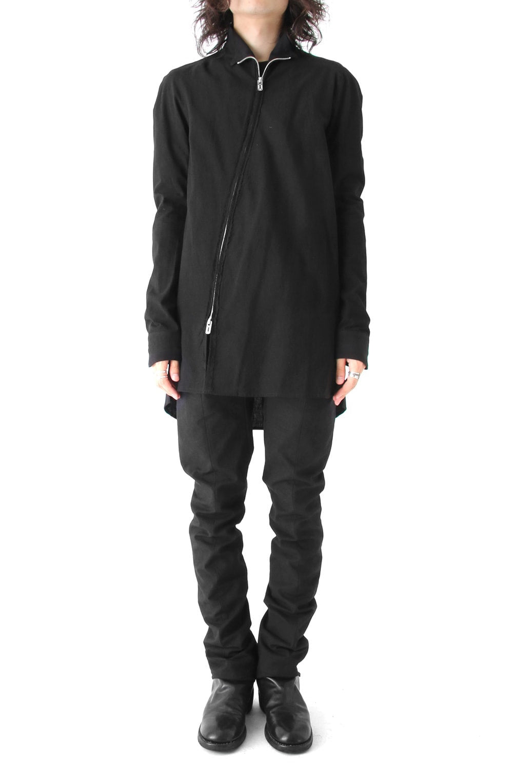 High-Neck Zip Long Shirt