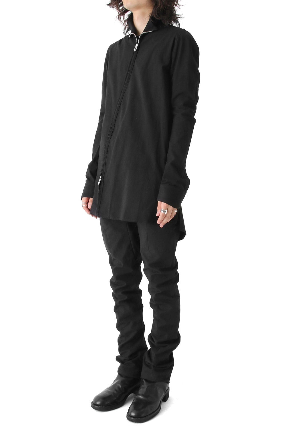 High-Neck Zip Long Shirt