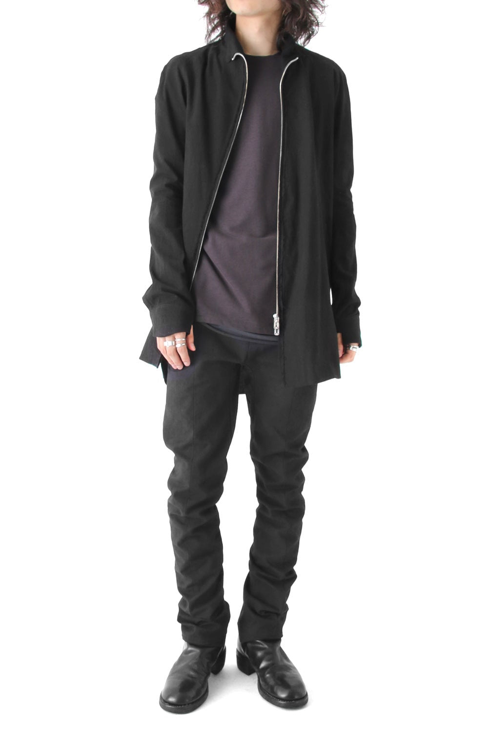 High-Neck Zip Long Shirt