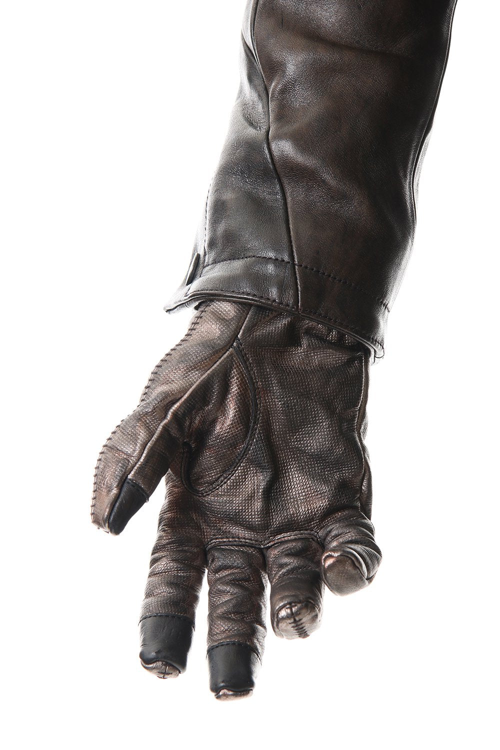 Rusty dyed Horse leather Over lock gloves