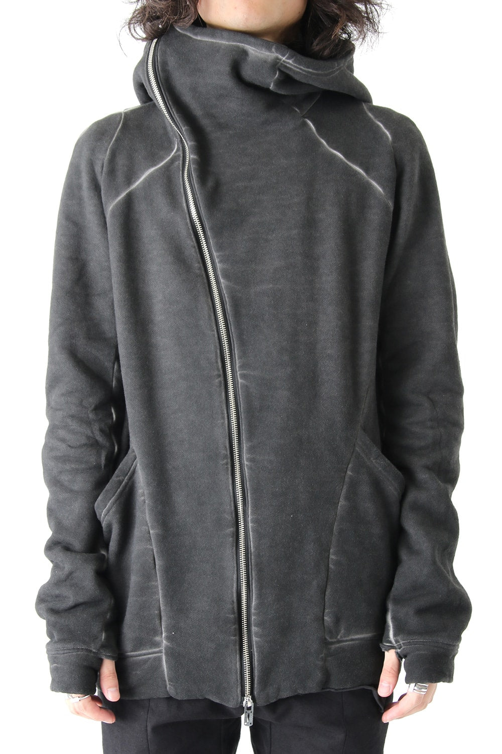 Product dyed Cold Dye Zip Up Parka Black