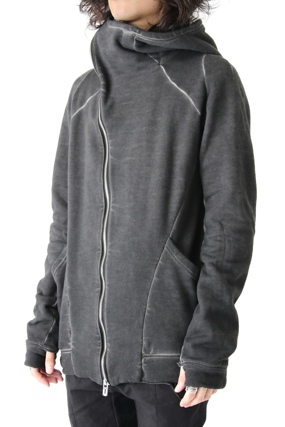 Product dyed Cold Dye Zip Up Parka Black