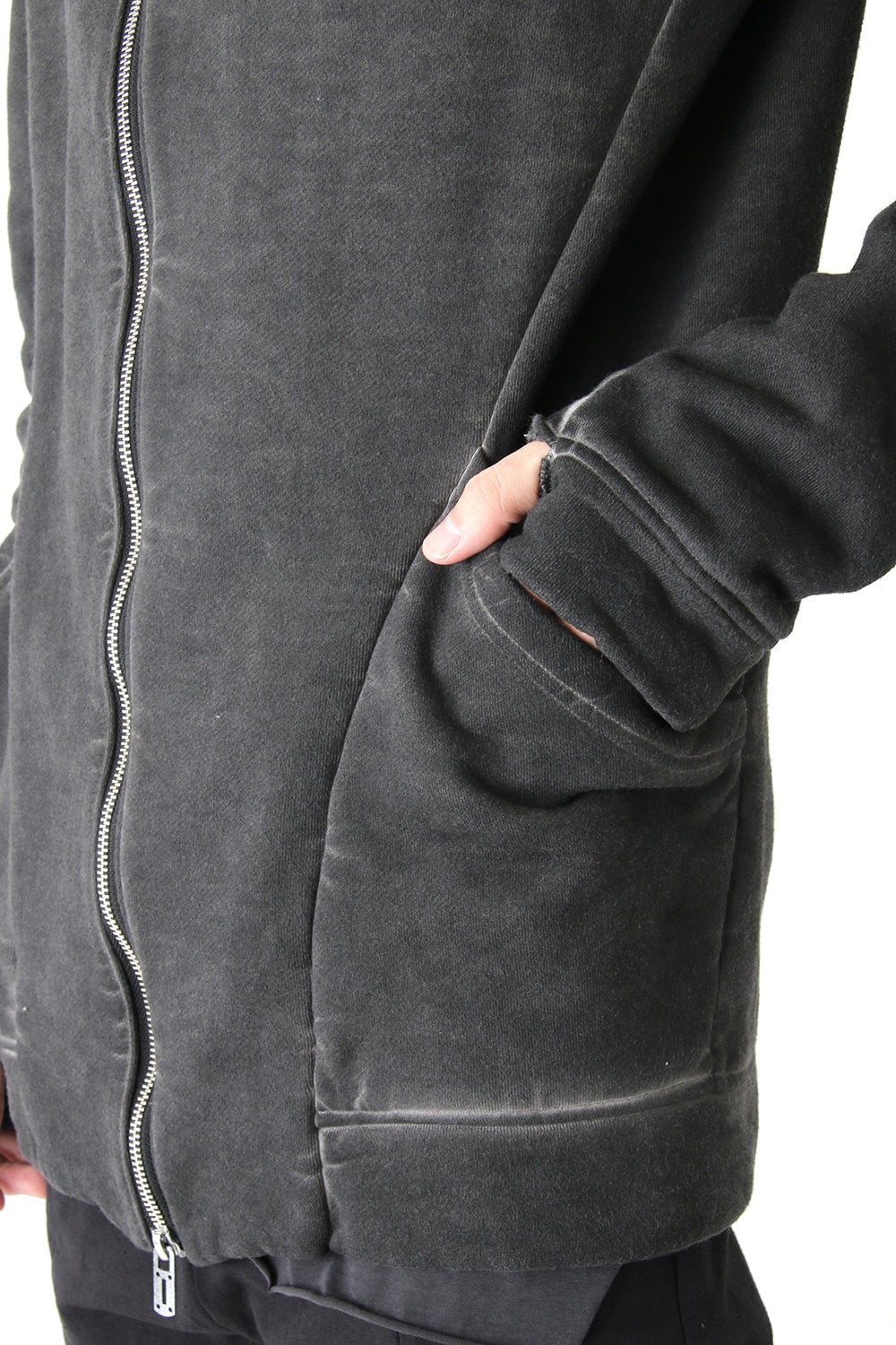 Product dyed Cold Dye Zip Up Parka Black