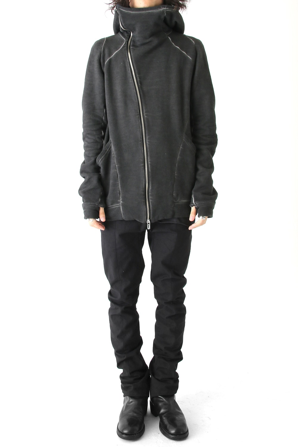 Product dyed Cold Dye Zip Up Parka Black
