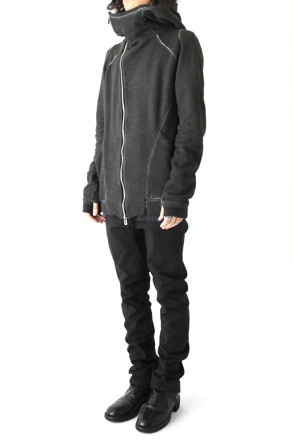 Product dyed Cold Dye Zip Up Parka Black