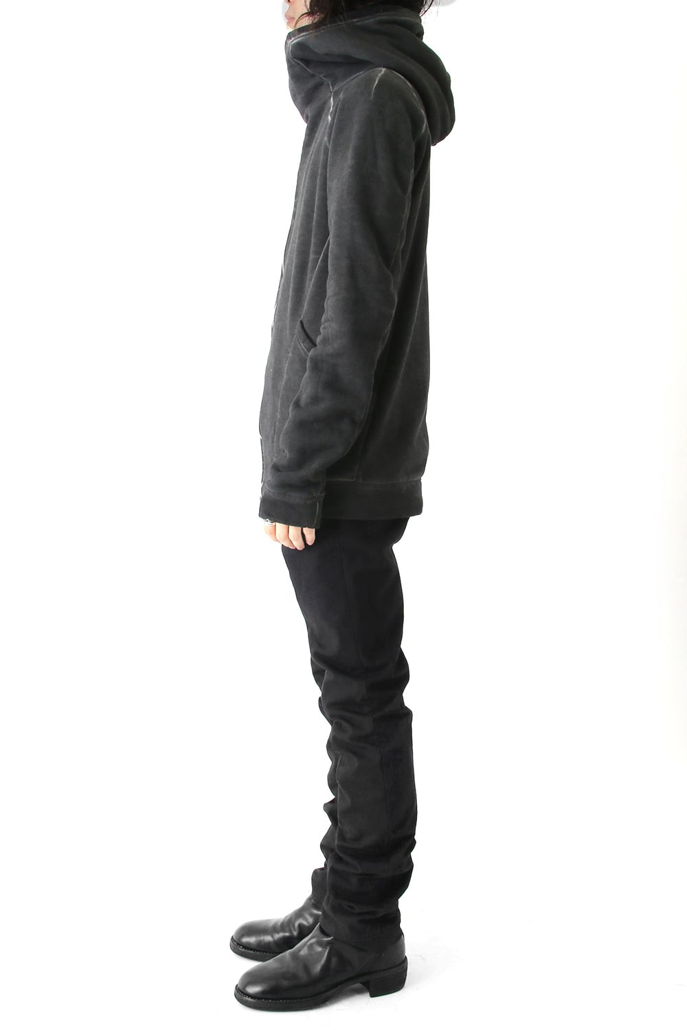 Product dyed Cold Dye Zip Up Parka Black