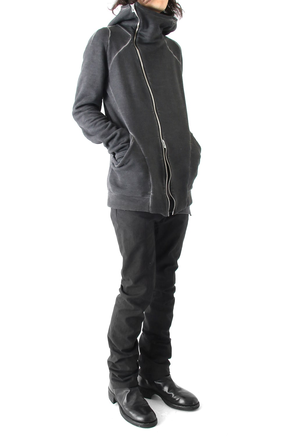 Product dyed Cold Dye Zip Up Parka Black