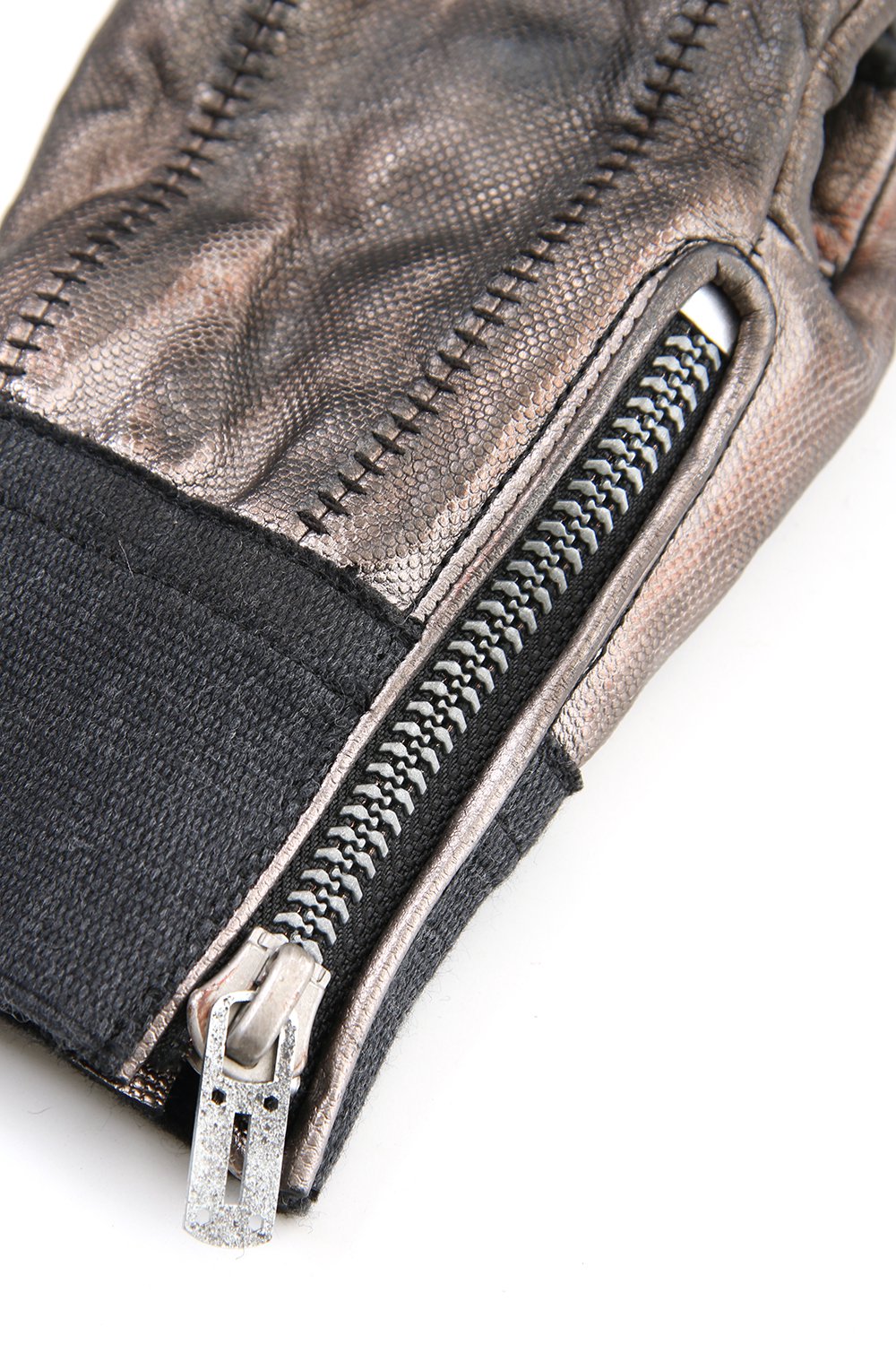 Rusty dyed Horse leather Over lock gloves