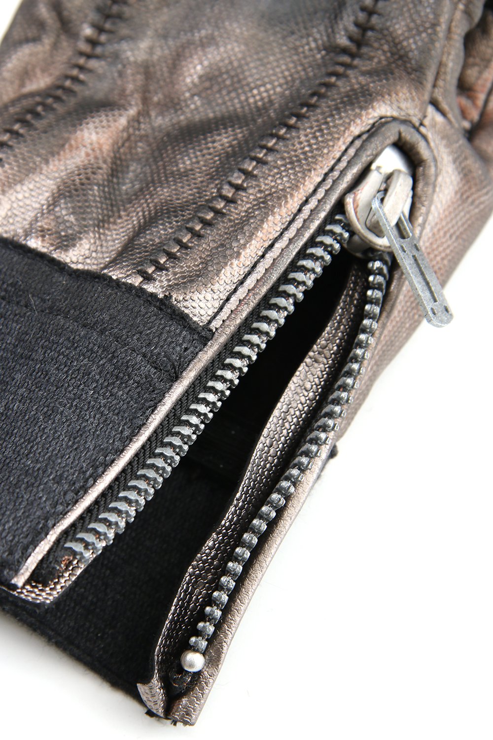 Rusty dyed Horse leather Over lock gloves