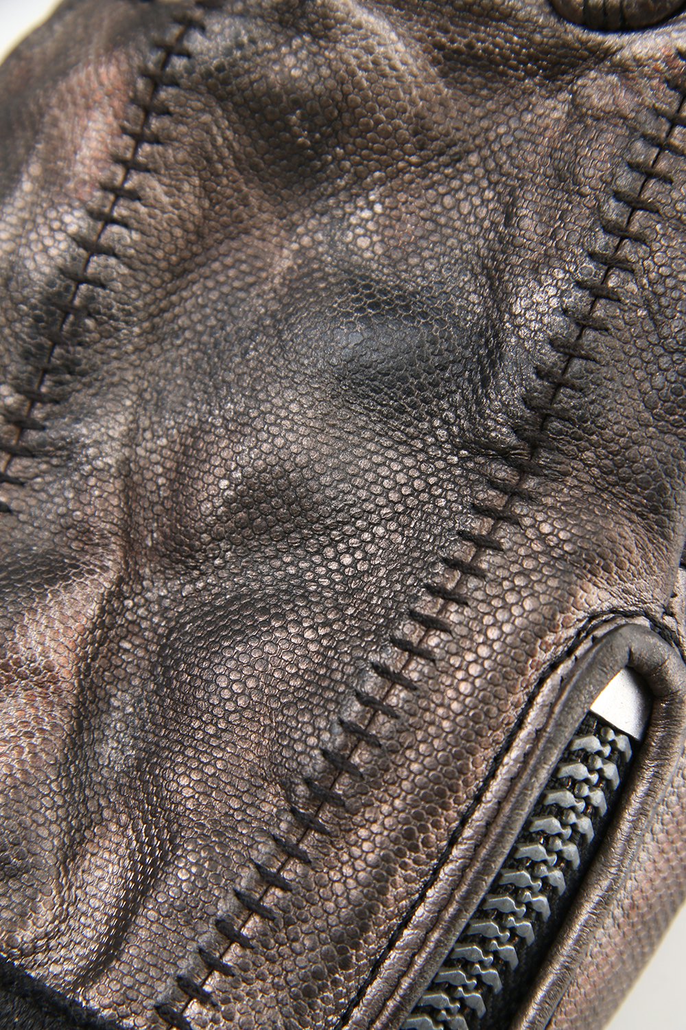 Rusty dyed Horse leather Over lock gloves