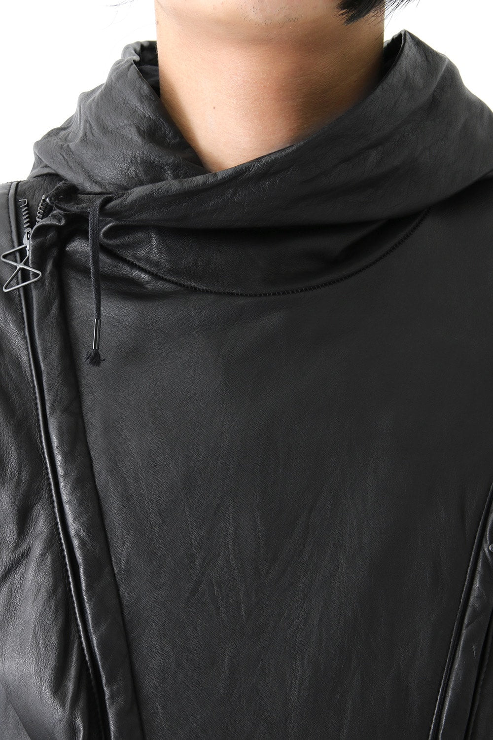 16AW HOODIE ALL LEATHER JACKET