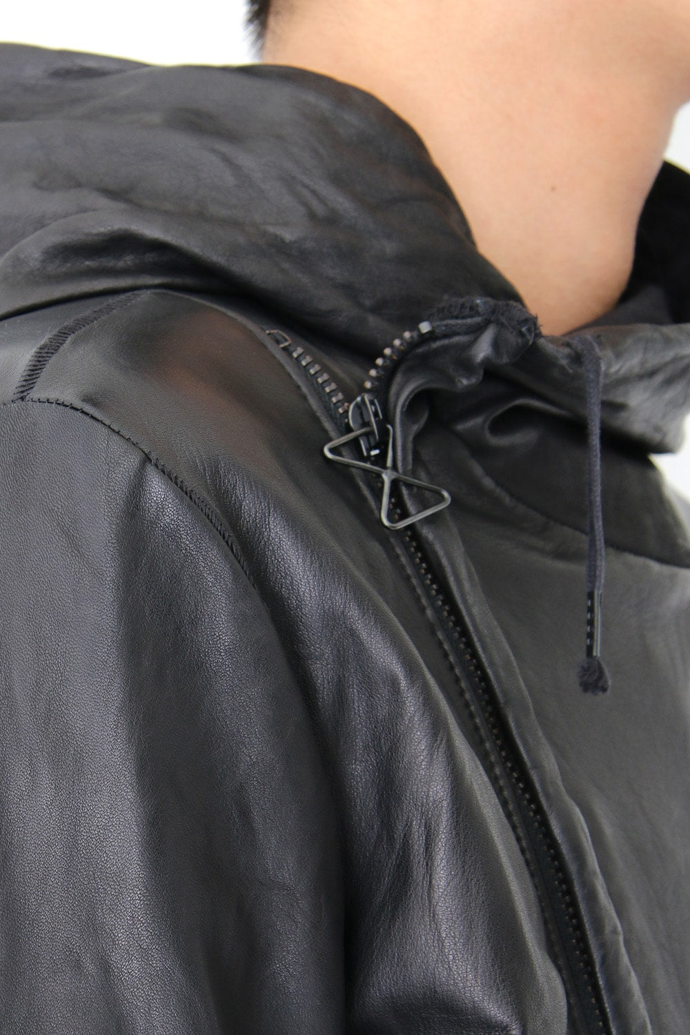 16AW HOODIE ALL LEATHER JACKET