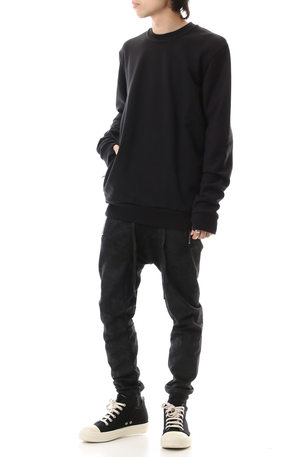 Crew Neck Sweat Pullover Black