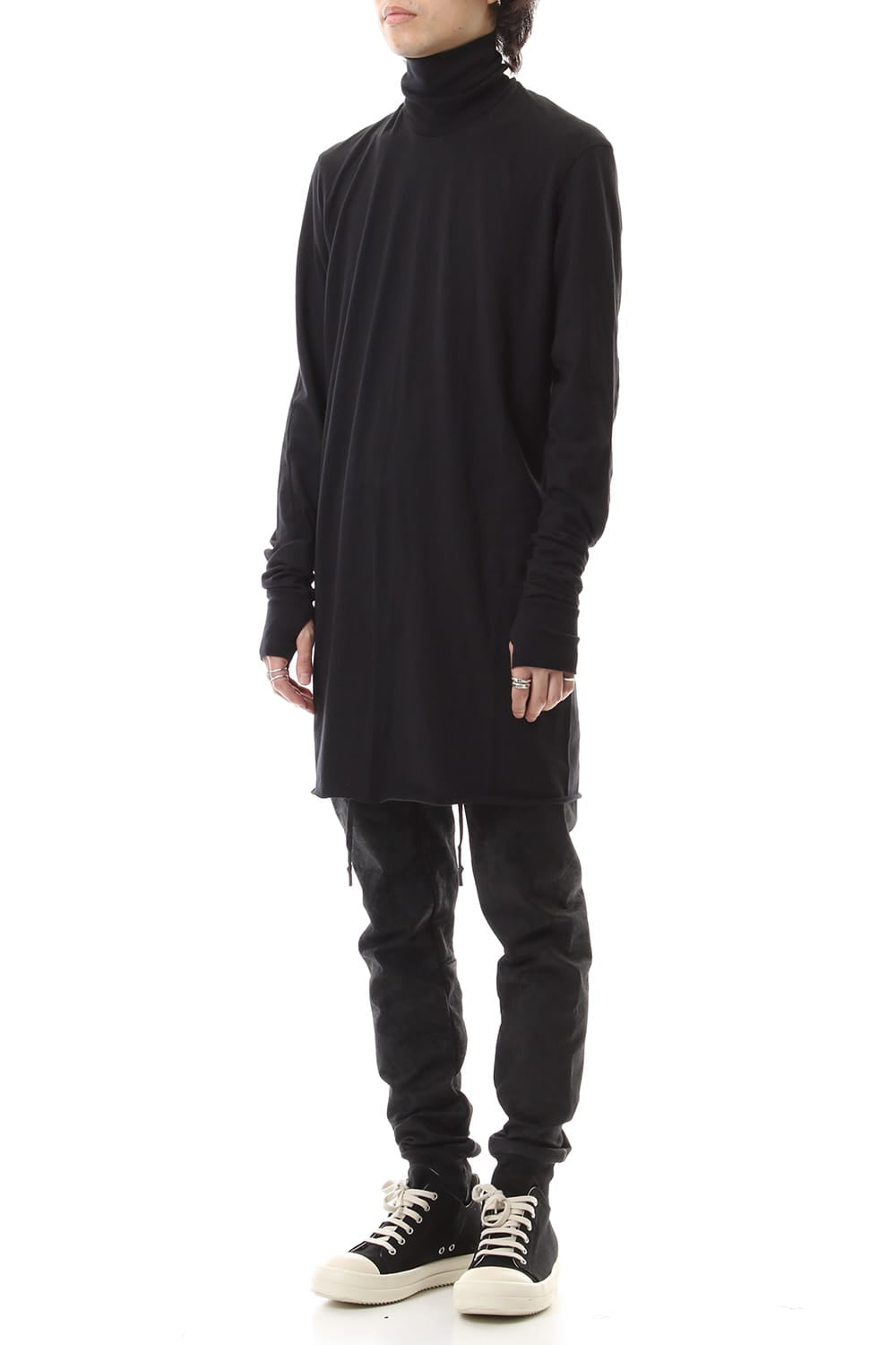 Turtle Neck Long Sleeve T-Shirts Black