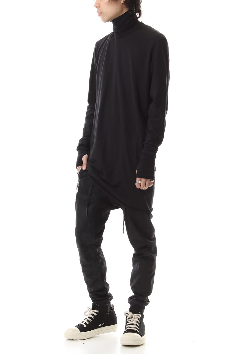 Turtle Neck Long Sleeve T-Shirts Black