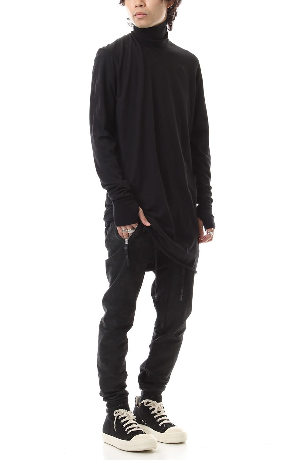 Turtle Neck Long Sleeve T-Shirts Black