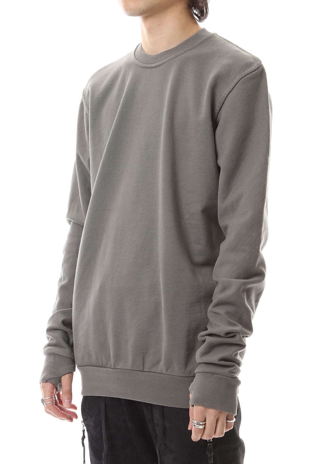 Crew Neck Sweat Pullover Dark Gray Dye