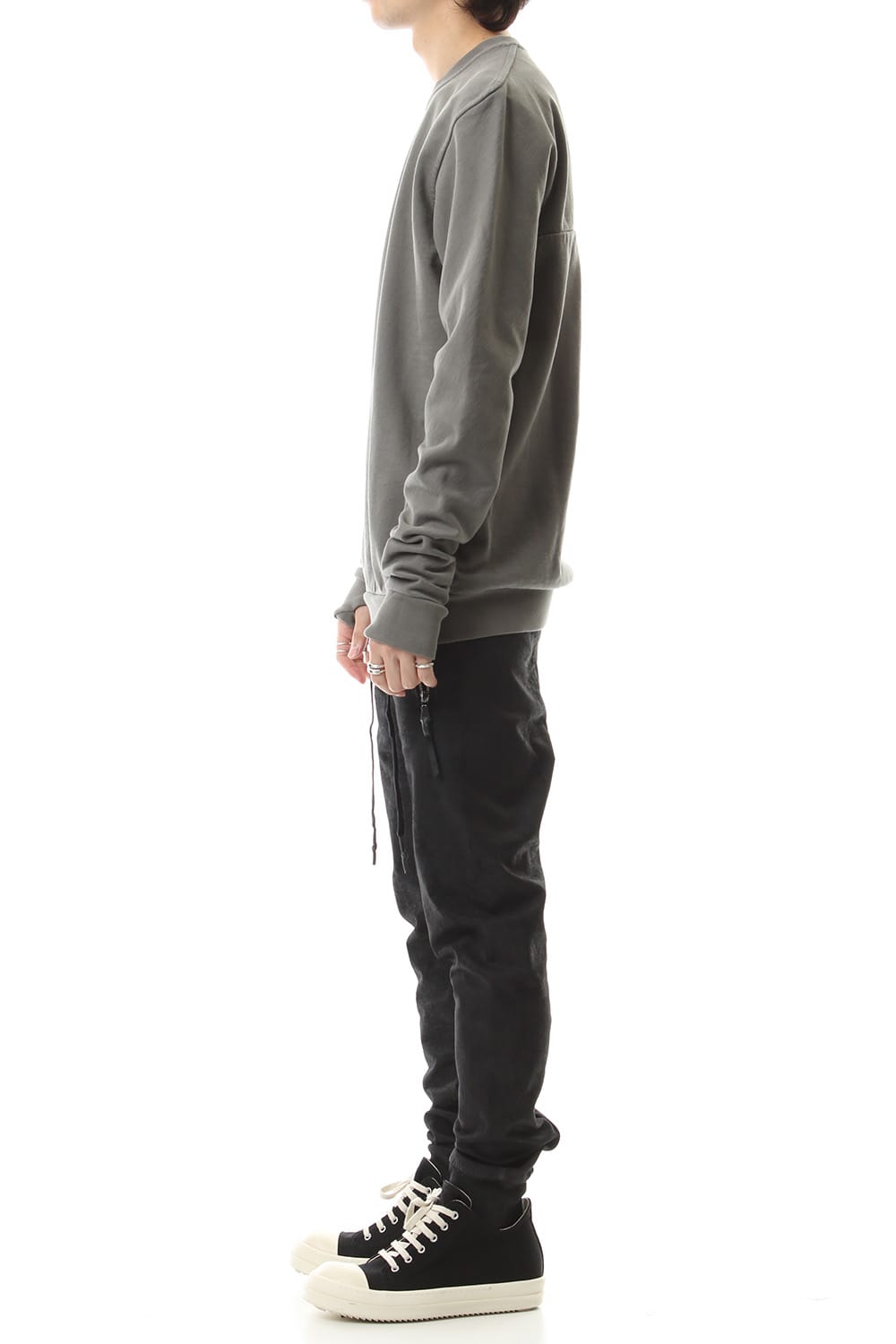 Crew Neck Sweat Pullover Dark Gray Dye