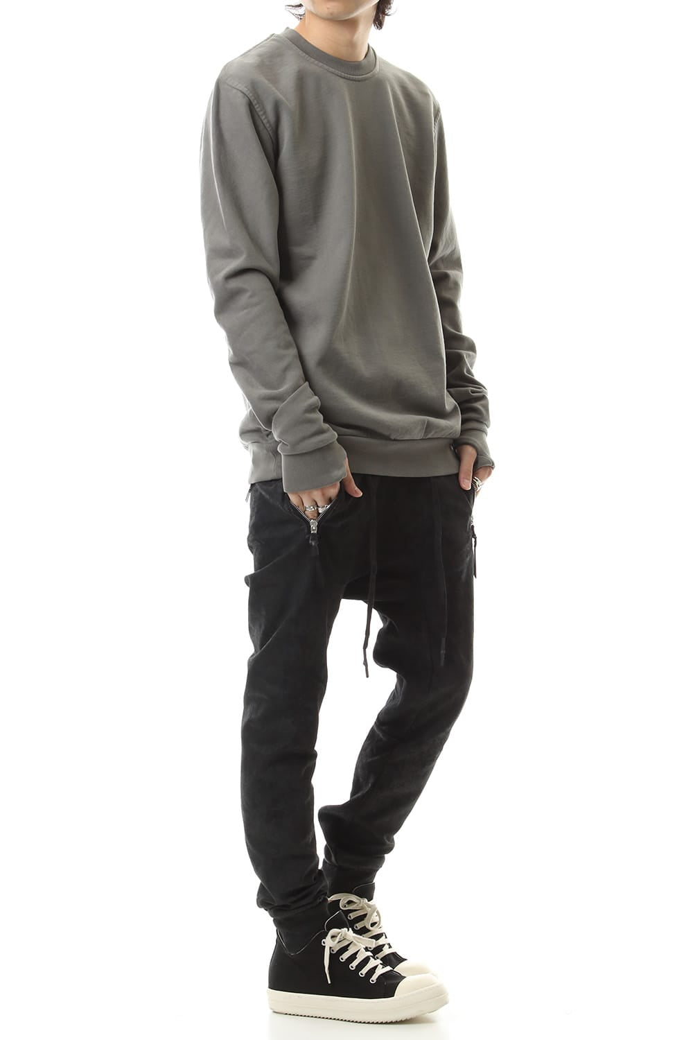 Crew Neck Sweat Pullover Dark Gray Dye