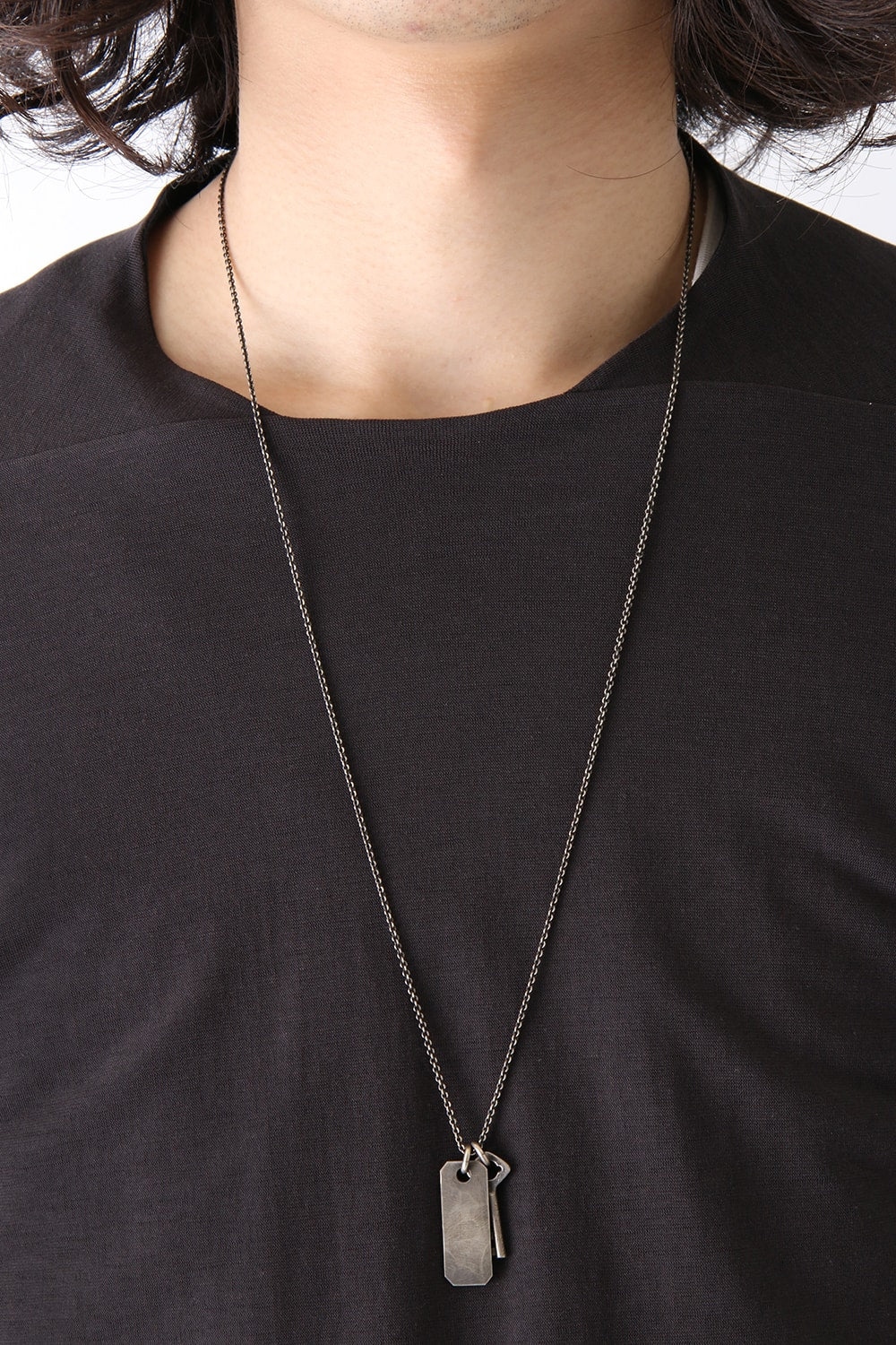 Fine Chain Key + Tag Necklace