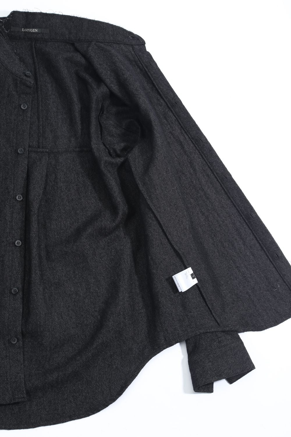 Wool Linen Layered collar shirt Black