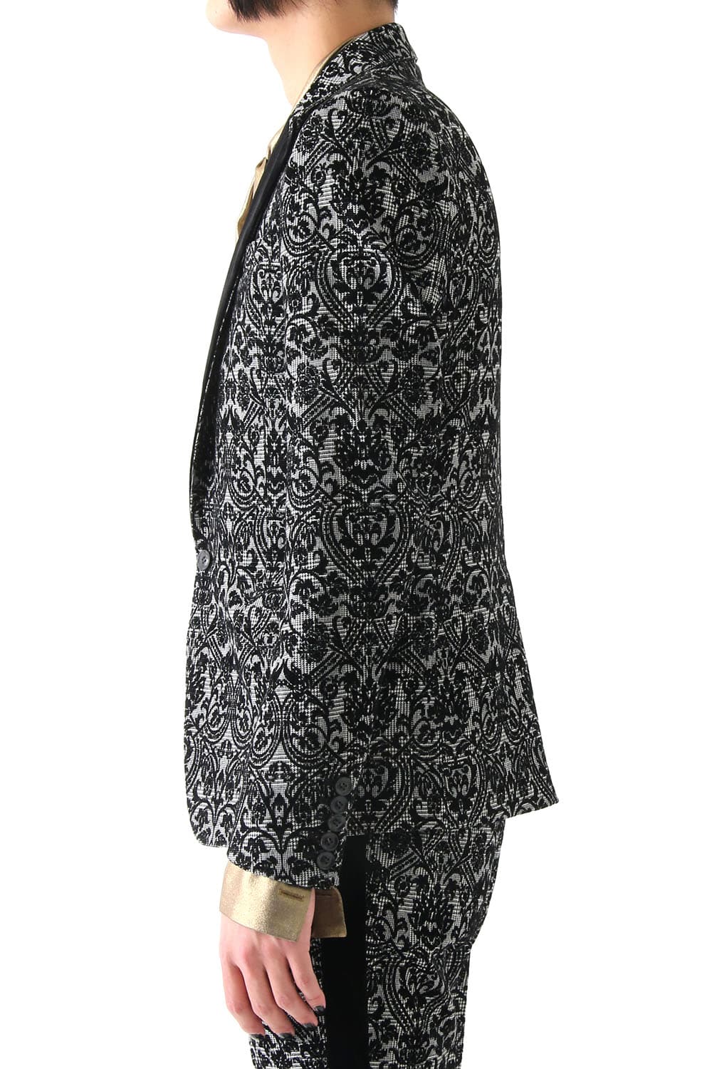 GLEN CHECK ROCOCO FLOCKING PRINT JACKET