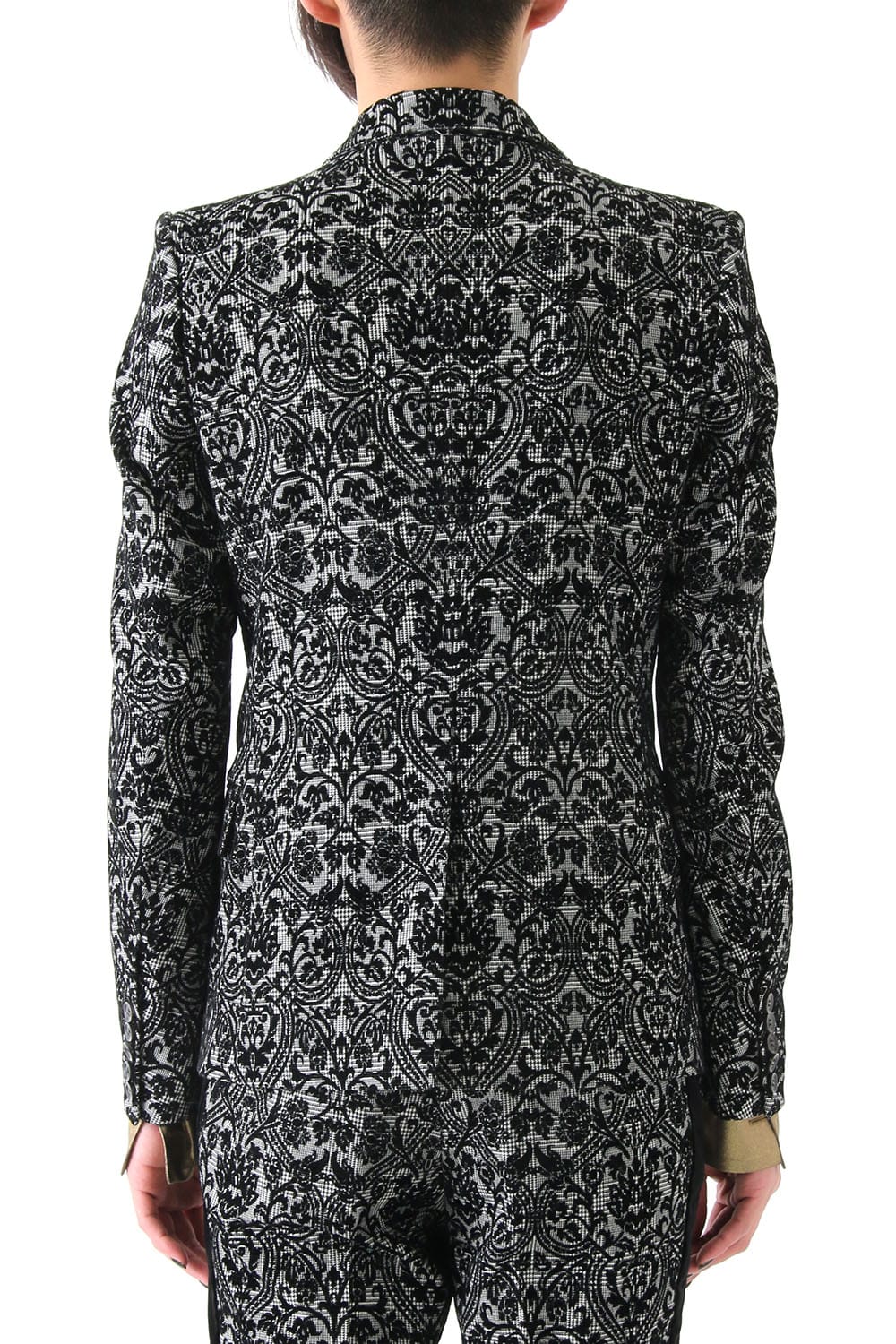 GLEN CHECK ROCOCO FLOCKING PRINT JACKET