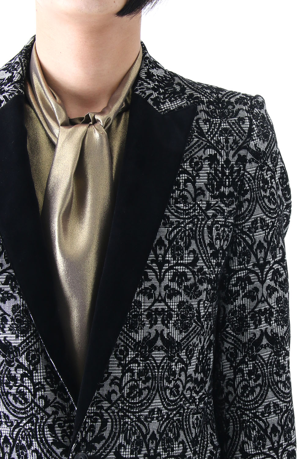 GLEN CHECK ROCOCO FLOCKING PRINT JACKET