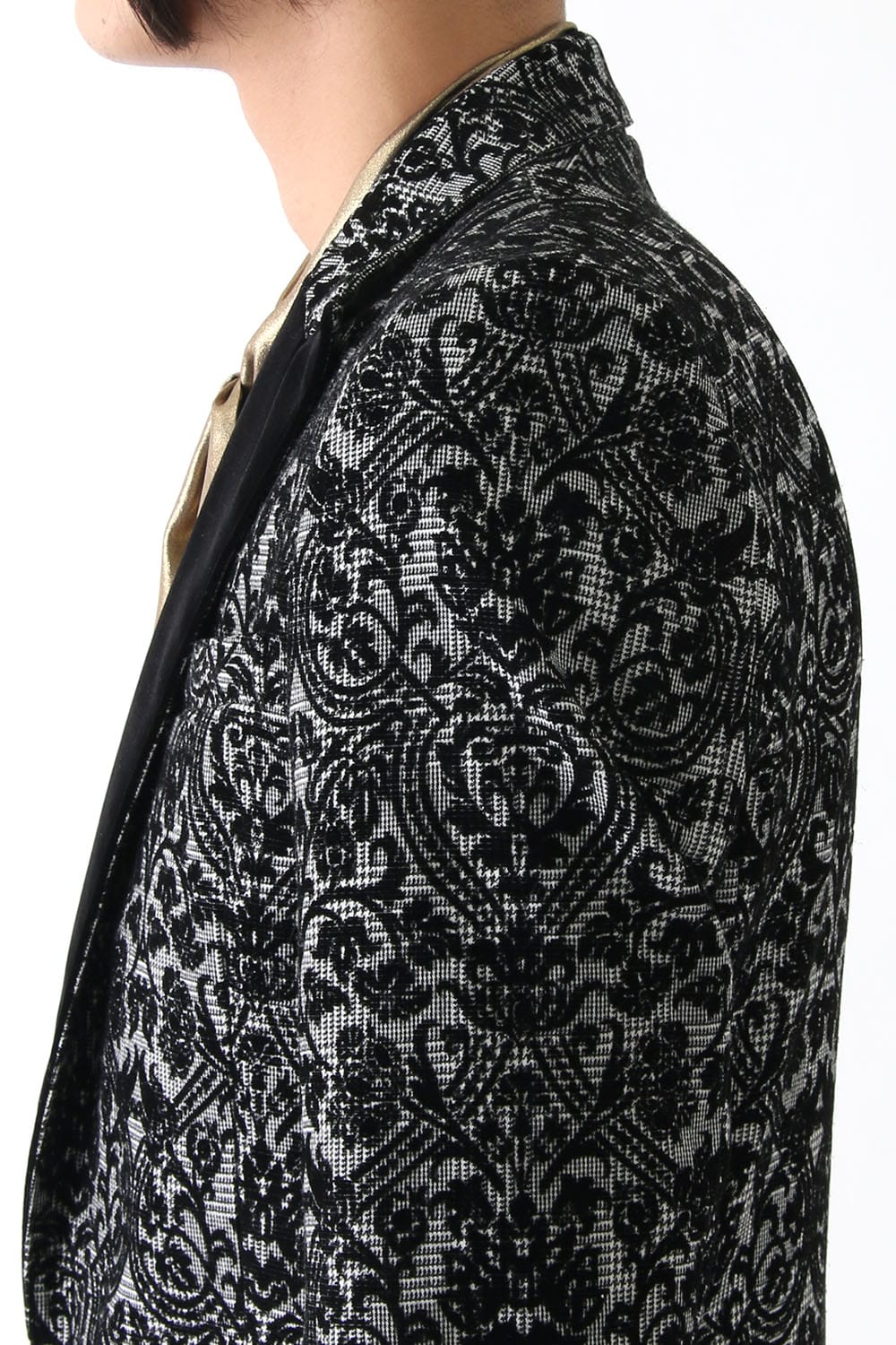 GLEN CHECK ROCOCO FLOCKING PRINT JACKET