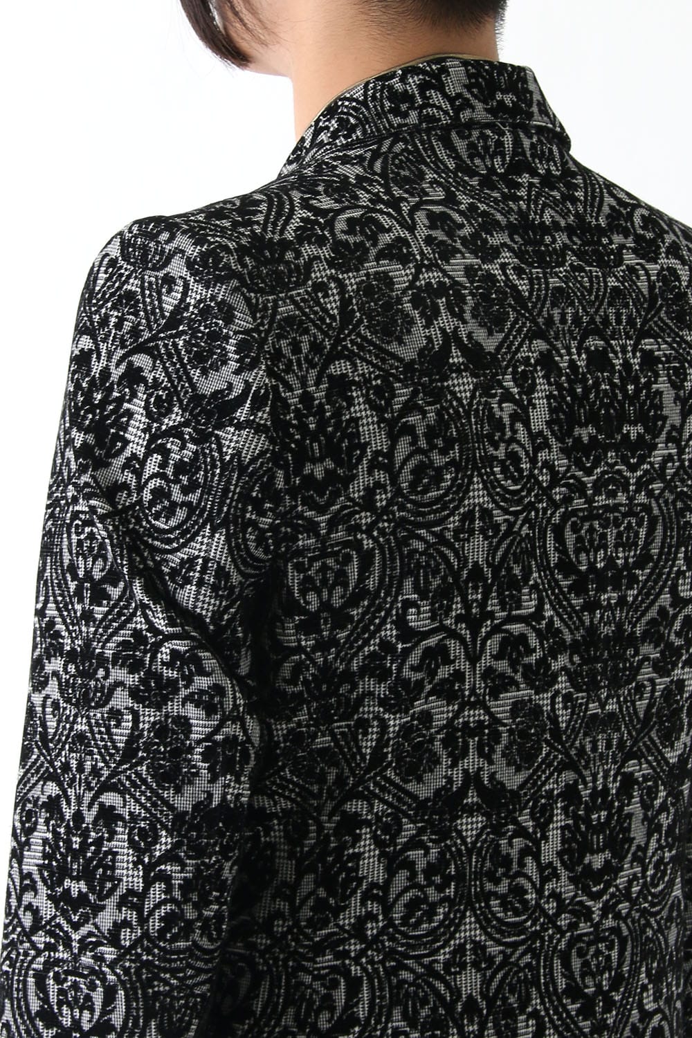 GLEN CHECK ROCOCO FLOCKING PRINT JACKET