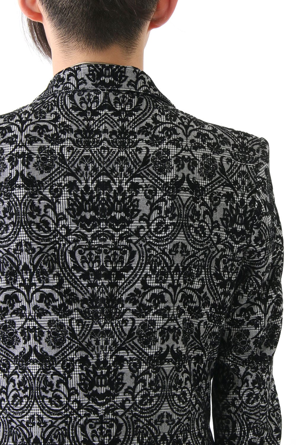 GLEN CHECK ROCOCO FLOCKING PRINT JACKET