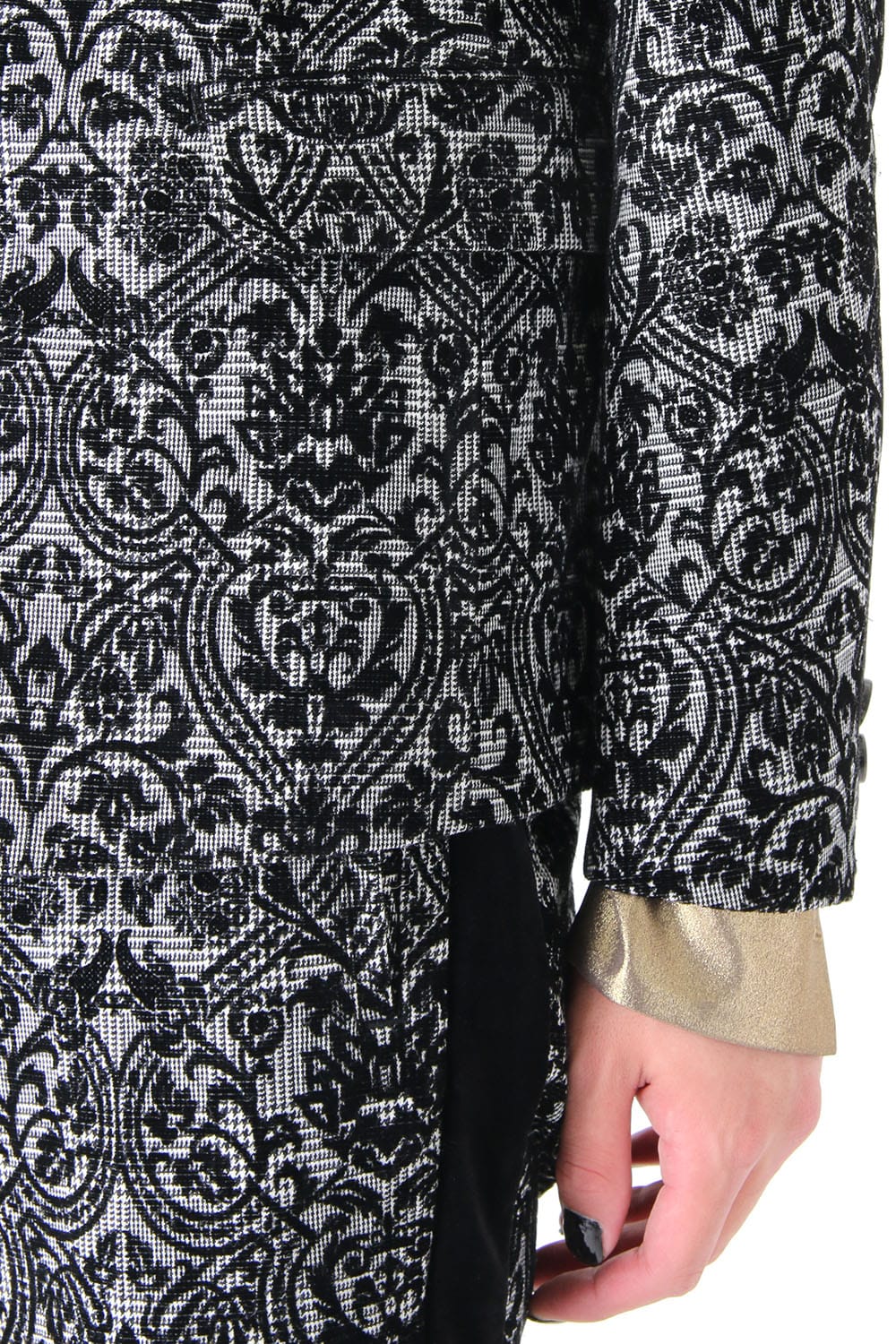 GLEN CHECK ROCOCO FLOCKING PRINT JACKET