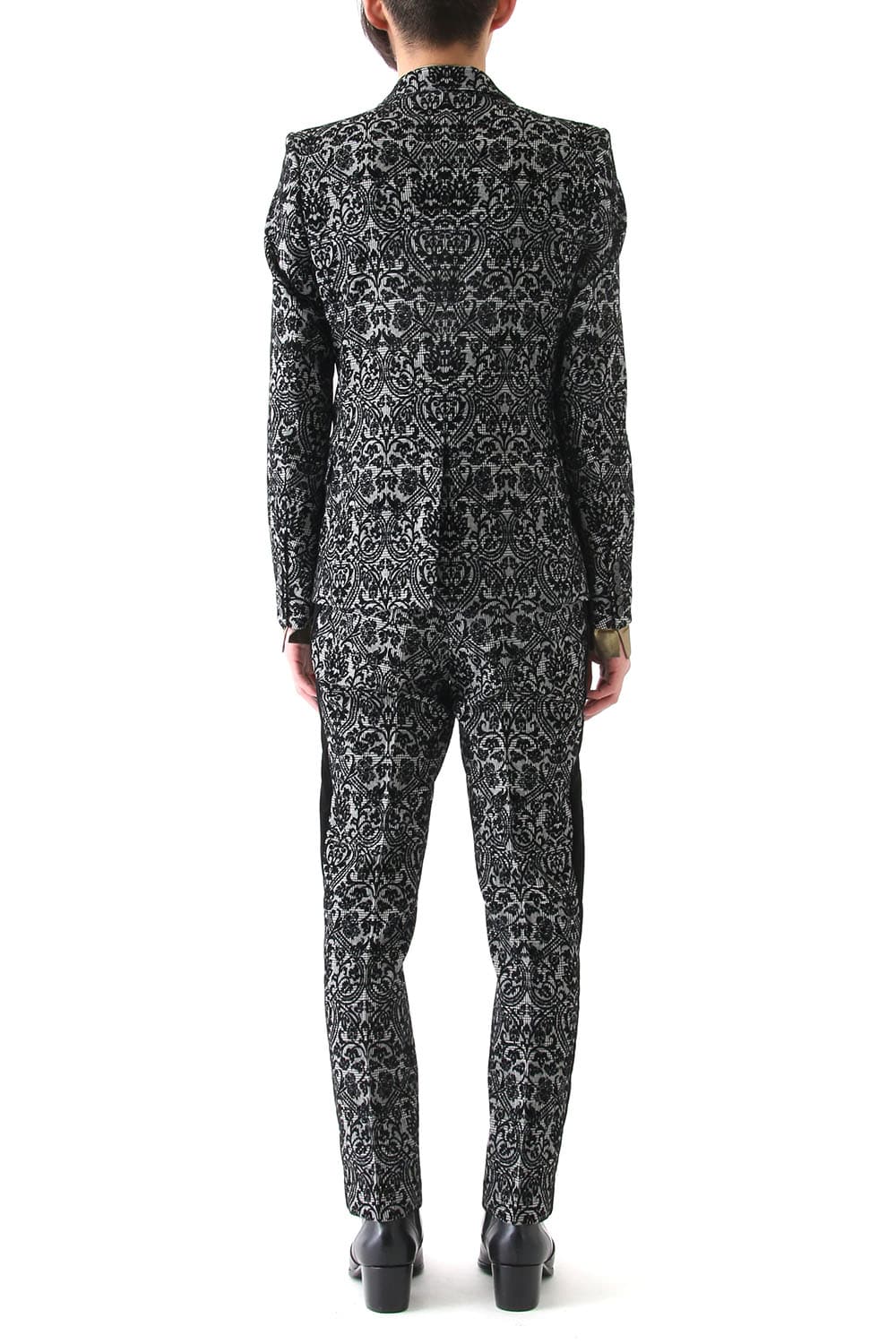 GLEN CHECK ROCOCO FLOCKING PRINT JACKET