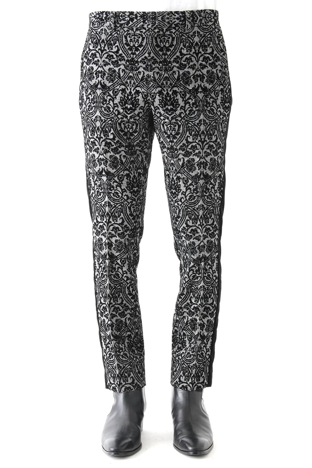 GLEN CHECK ROCOCO FLOCKING PRINT PANTS