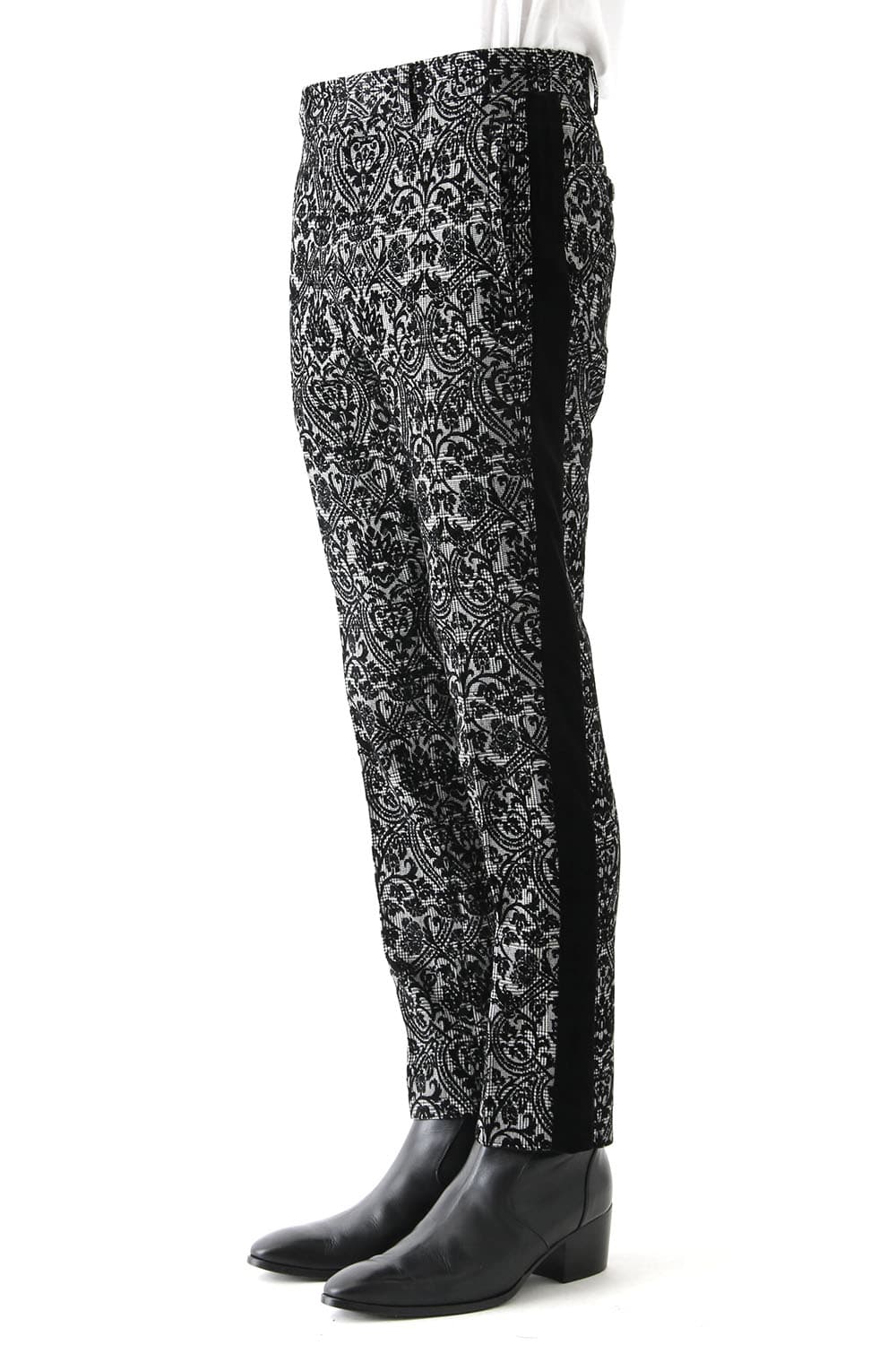 GLEN CHECK ROCOCO FLOCKING PRINT PANTS